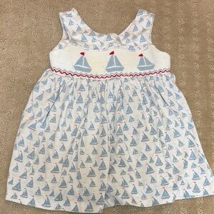 Delaney Blue & White Sailboat Smocked Tank Dress for Kids